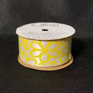 Offray White And Yellow Satiny Floral 1.5” x 108”